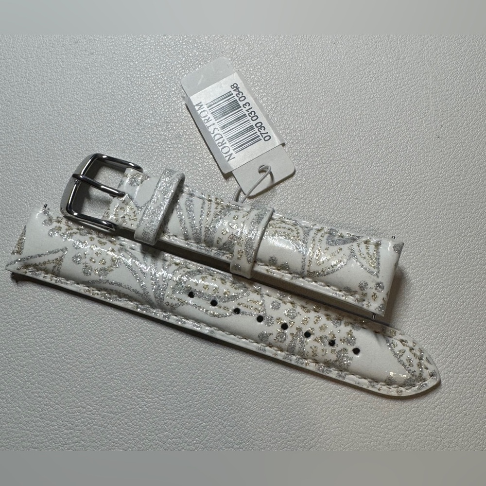 NWT Michele 18mm Paisley Gold and Silver  Leather Watch Strap Band